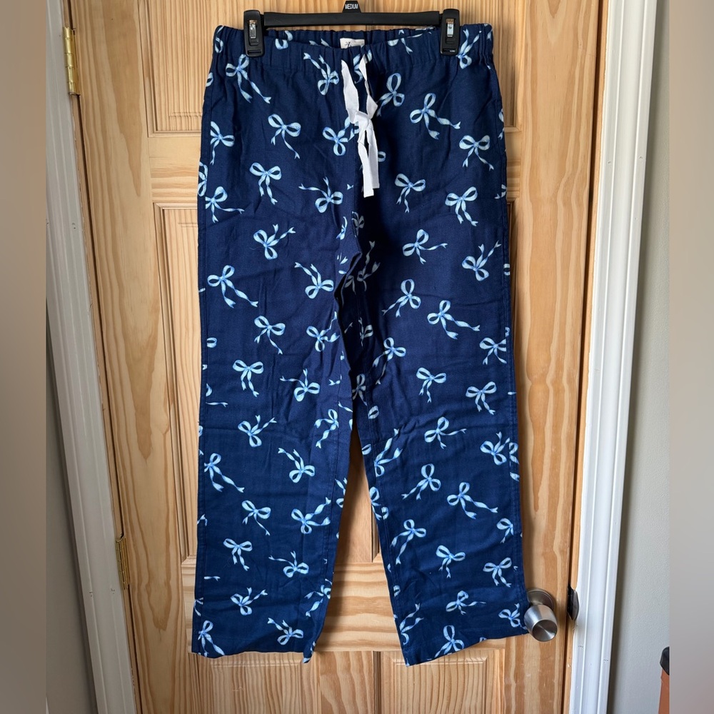 J. Crew Blue Pajama Pants with Bow Design
